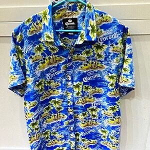 Corona Blue and Green Tropical Men's Shirt